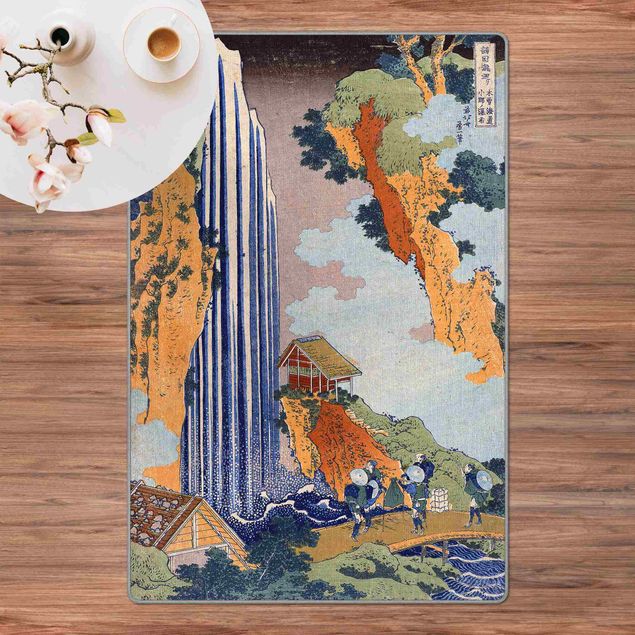 moderna mattor Katsushika Hokusai - Ono Waterfall