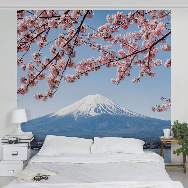Fototapeter bergen Cherry Blossoms With Mt. Fuji