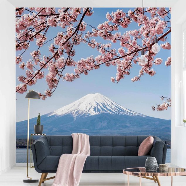 Fototapeter arkitektur och skyline Cherry Blossoms With Mt. Fuji