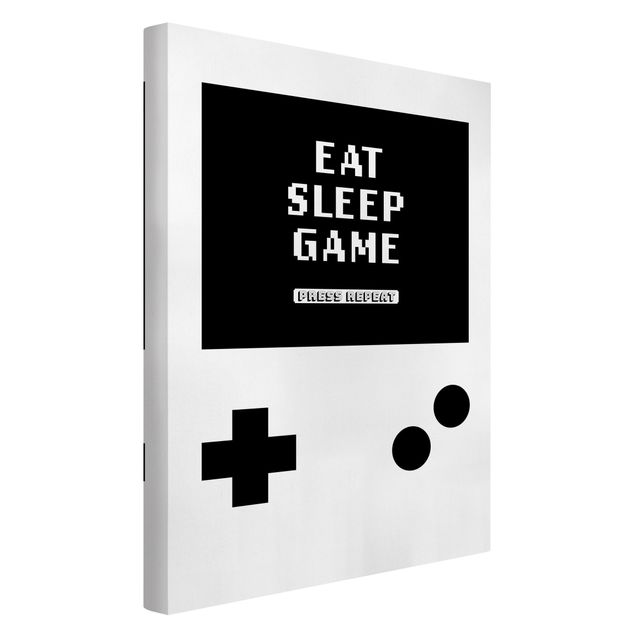 Tavlor svart och vitt Classical Gaming Console Eat Sleep Game Press Repeat