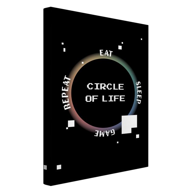 Tavlor svart och vitt Classical Video Game Circle Of Life