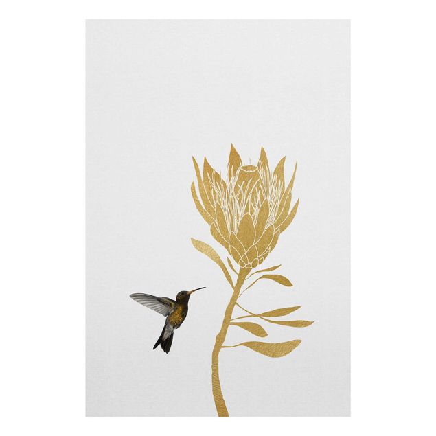 Tavlor Hummingbird And Tropical Golden Blossom