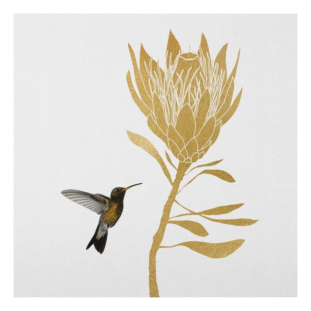Tavlor Hummingbird And Tropical Golden Blossom