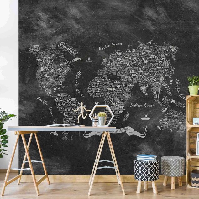 Kök dekoration Chalk Typography World Map
