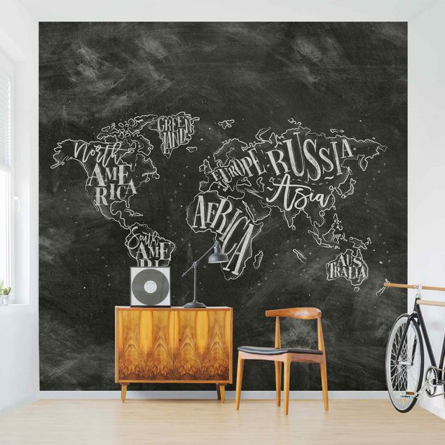 Kök dekoration Chalk World Map