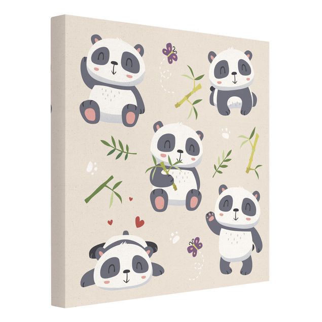Canvastavlor Cuddly Pandas