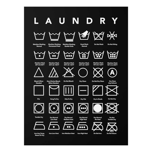 Tavlor svart och vitt Laundry Symbols Black And White