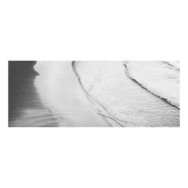 Glastavlor svart och vitt Soft Waves On The Beach Black And White