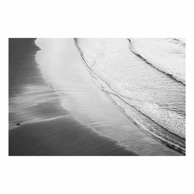 Glastavlor svart och vitt Soft Waves On The Beach Black And White