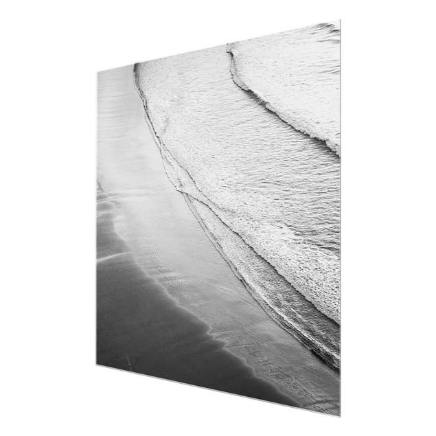 Glastavlor landskap Soft Waves On The Beach Black And White