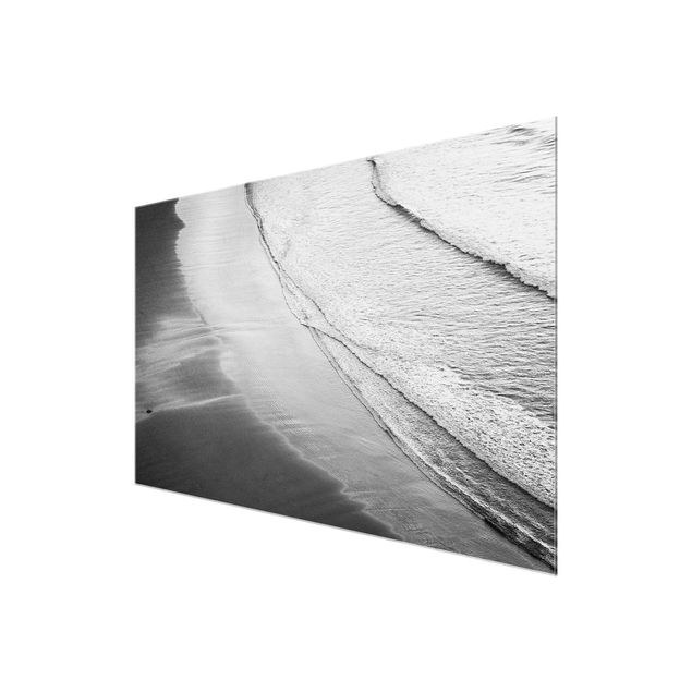 Glastavlor landskap Soft Waves On The Beach Black And White