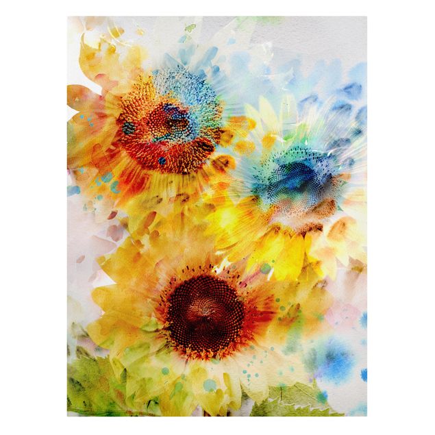 Tavlor blommor Watercolour Flowers Sunflowers