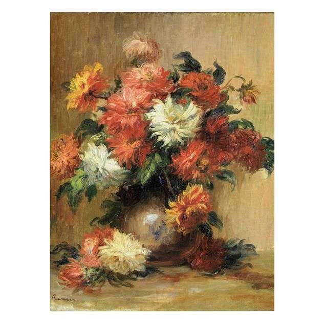 Canvastavlor blommor  Auguste Renoir - Still Life with Dahlias