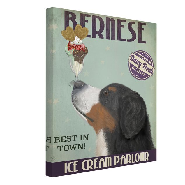 Canvastavlor ordspråk Bernese Mountain Dog With Ice