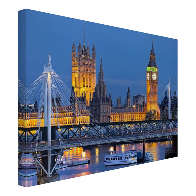 Canvastavlor Arkitektur och Skyline Big Ben And Westminster Palace In London At Night