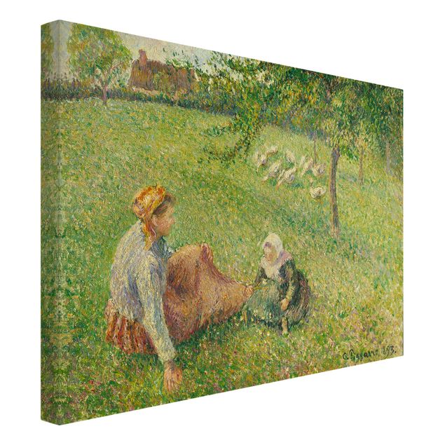 Canvastavlor hundar Camille Pissarro - The Geese Pasture