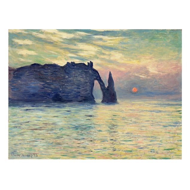 Canvastavlor hav Claude Monet - The Cliff, Étretat, Sunset