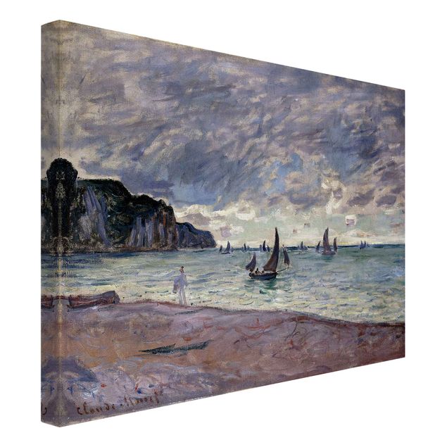 Konstutskrifter Claude Monet - Fishing Boats In Front Of The Beach And Cliffs Of Pourville