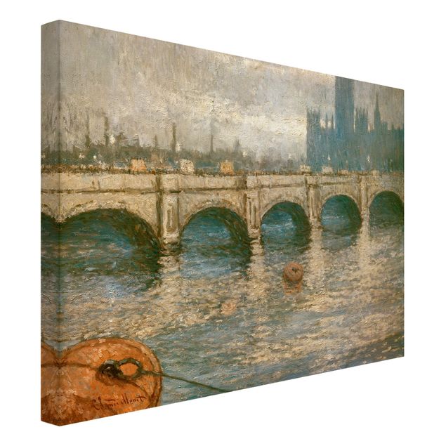 Canvastavlor London Claude Monet - Thames Bridge And Parliament Building In London