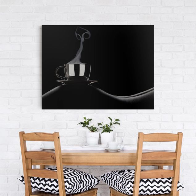 Canvastavlor svart och vitt Coffee in Bed