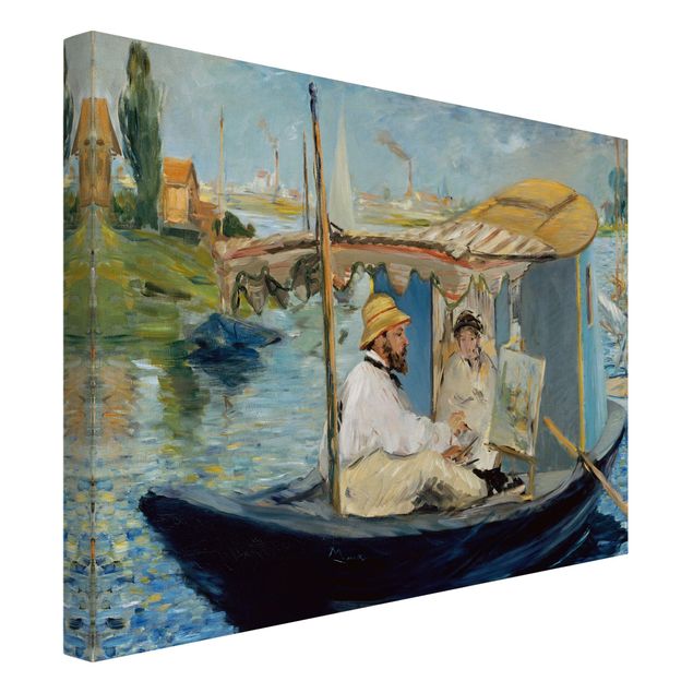 Konstutskrifter Edouard Manet - Claude Monet Painting On His Studio Boat