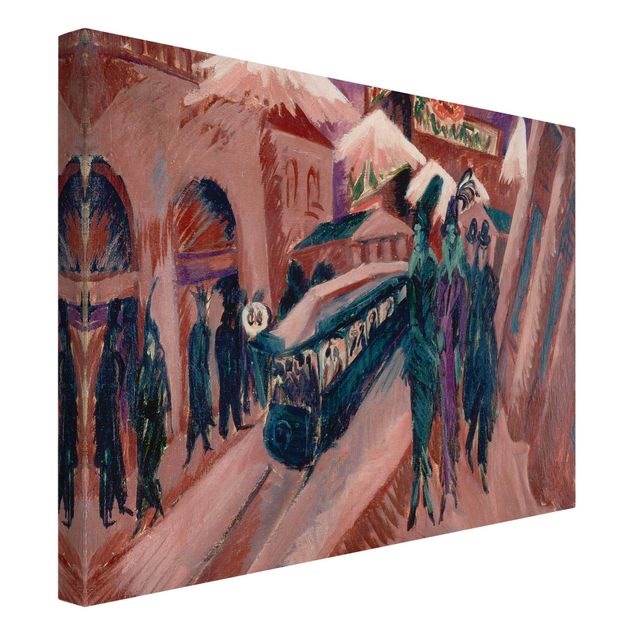 Canvastavlor konstutskrifter Ernst Ludwig Kirchner - Leipziger Street With Eectric Train