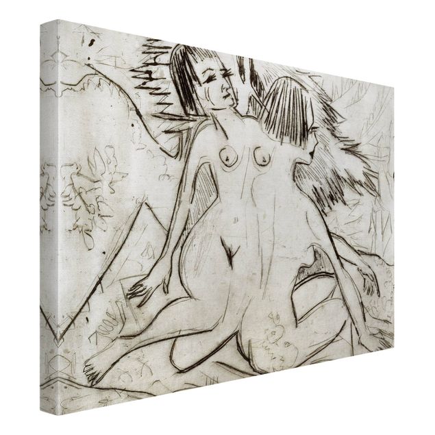 Canvastavlor svart och vitt Ernst Ludwig Kirchner - Two Young Nudes