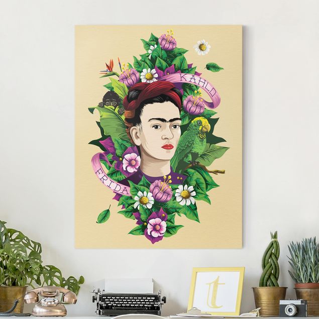 Kök dekoration Frida Kahlo - Frida, Äffchen und Papagei