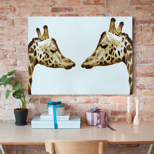Canvastavlor giraffer Giraffes In Love
