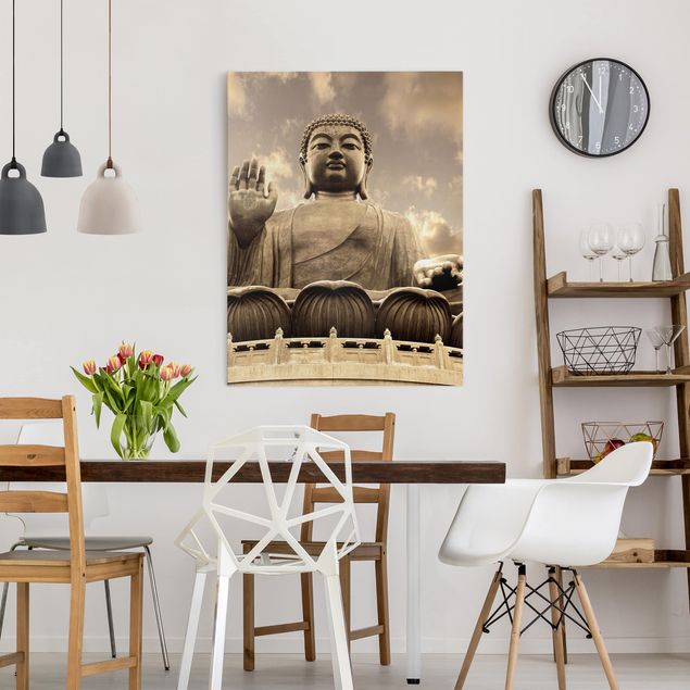 Canvastavlor vintage Big Buddha Sepia