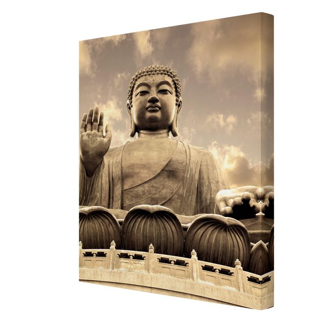 Canvastavlor Big Buddha Sepia