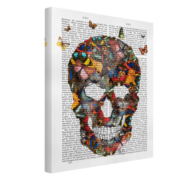 Canvastavlor ordspråk Scary Reading - Butterfly Skull