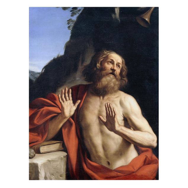 Canvastavlor konstutskrifter Guercino - Saint Jerome in the Wilderness