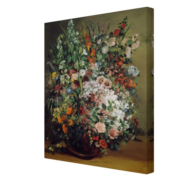 Canvastavlor blommor  Gustave Courbet - Bouquet of Flowers in a Vase