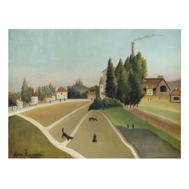 Canvastavlor konstutskrifter Henri Rousseau - Landscape With Factory