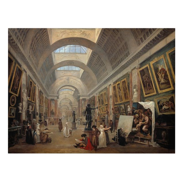Canvastavlor konstutskrifter Hubert Robert - The Equipment Project For The Large Gallery Of The Louvre