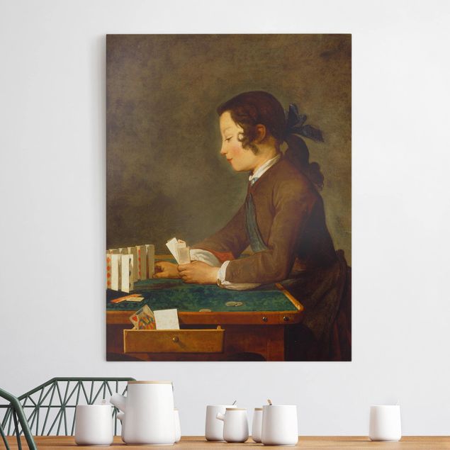 Kök dekoration Jean-Baptiste Siméon Chardin - Young Girl (young Boy?) builds a House of Cards