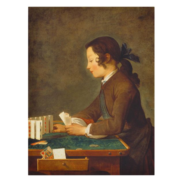 Tavlor barock Jean-Baptiste Siméon Chardin - Young Girl (young Boy?) builds a House of Cards
