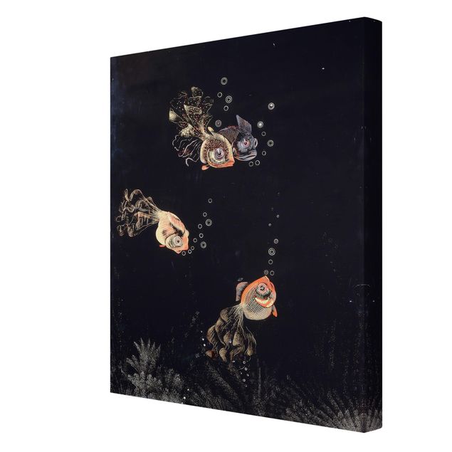 Canvastavlor konstutskrifter Jean Dunand - Underwater Scene with red and golden Fish, Bubbles