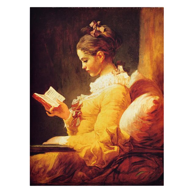 Canvastavlor konstutskrifter Jean Honoré Fragonard - Young Girl Reading