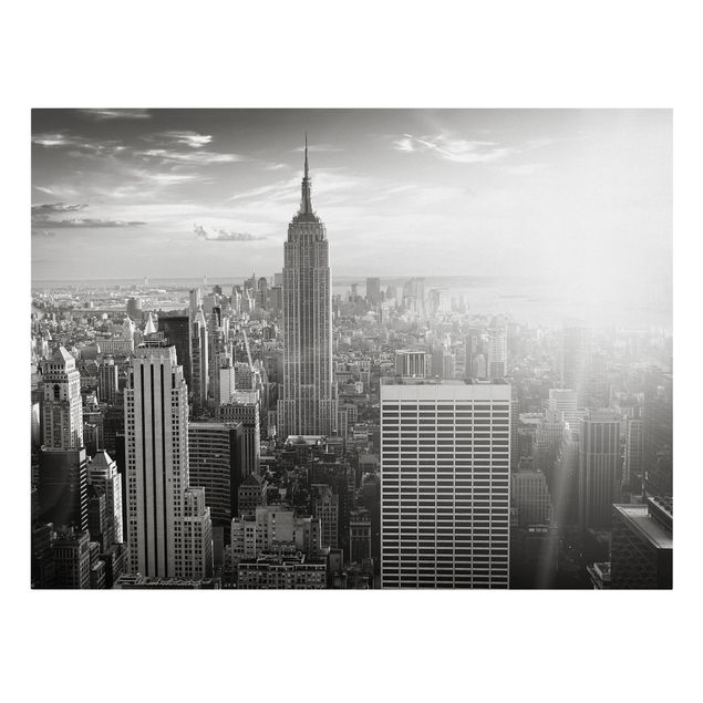 Canvastavlor svart och vitt Manhattan Skyline