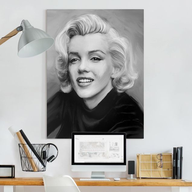 Canvastavlor svart och vitt Marilyn In Private