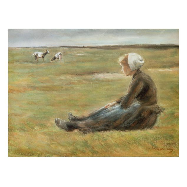 Canvastavlor konstutskrifter Max Liebermann - Goat Herdess In Sand Dunes