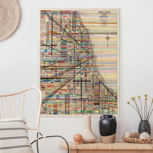 Canvastavlor världskartor Modern Map Of Chicago