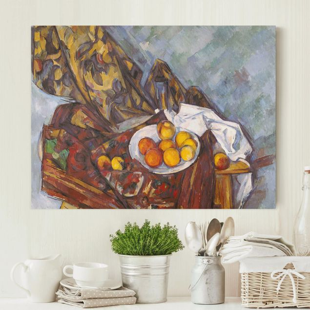 Kök dekoration Paul Cézanne - Still Life, Flower Curtain, And Fruits