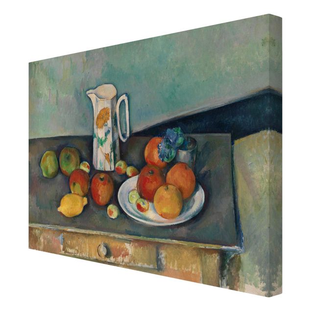 Canvastavlor konstutskrifter Paul Cézanne - Still Life With Milk Jug And Fruit