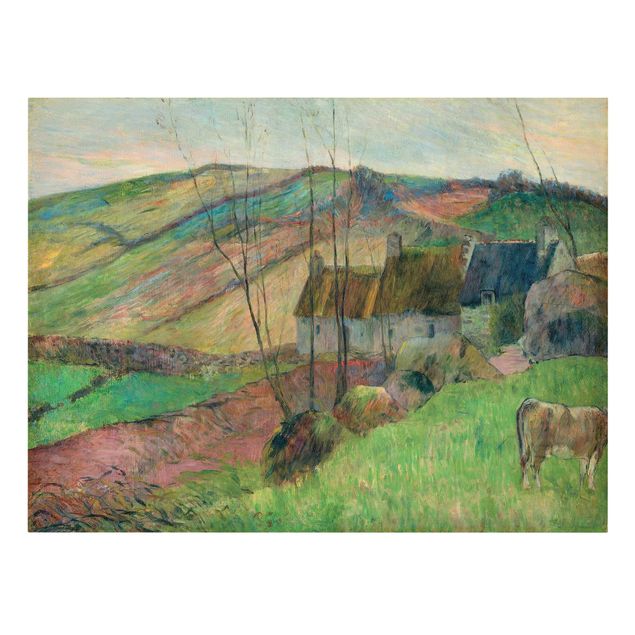 Canvastavlor bergen Paul Gauguin - Cottages On The Side Of Montagne Sainte-Marguerite