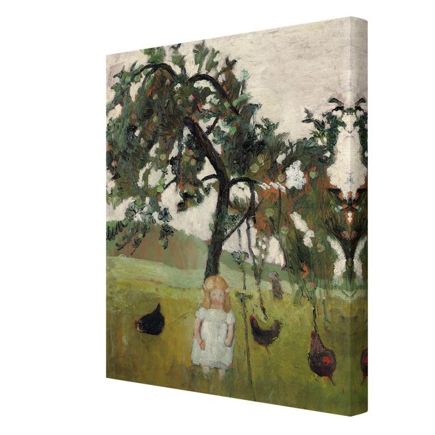 Tavlor konstutskrifter Paula Modersohn-Becker - Elsbeth with Chickens under Apple Tree