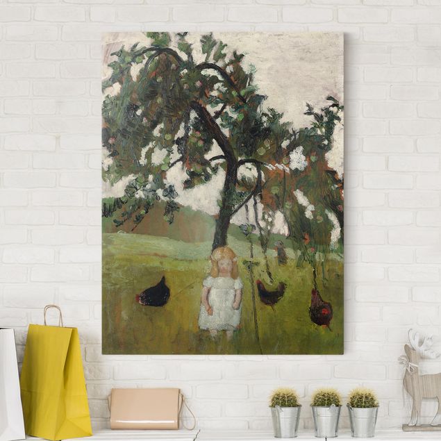 Konststilar Expressionism Paula Modersohn-Becker - Elsbeth with Chickens under Apple Tree