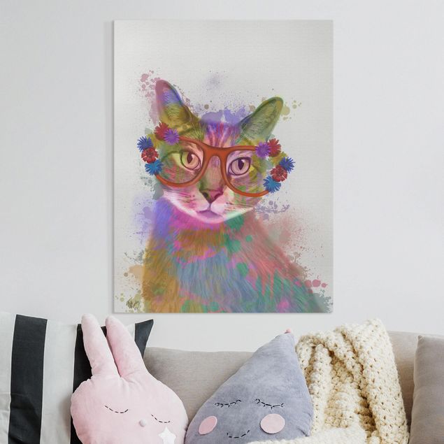 Canvastavlor katter Rainbow Splash Cat